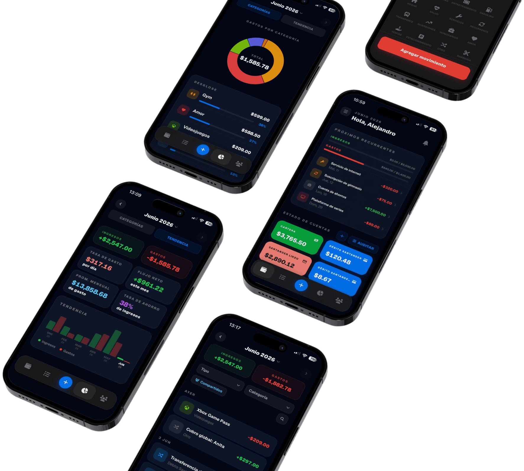 FluxApp Finance — pantallas de la app